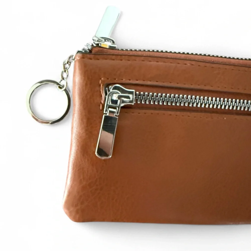 Safe Keeper Brown Faux Leather Wallet Key Ring with Silver-tone Hardware